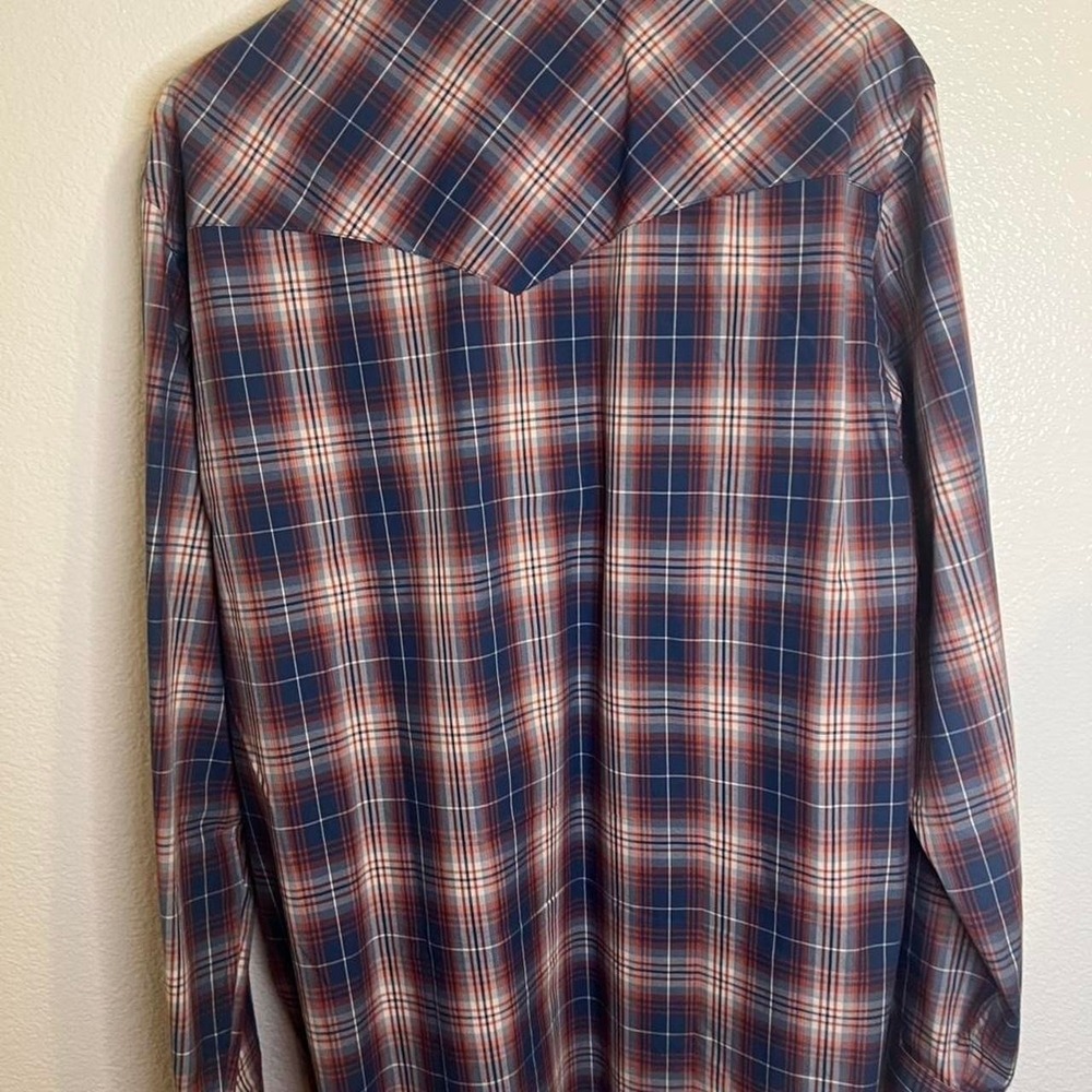 Pendleton Frontier Mens Blue Orange Plaid Western Snap Long Sleeve Shirt Large - Picture 5 of 5